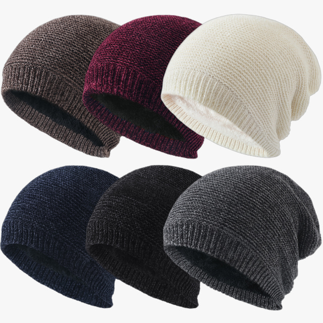  Winter Hat for Men and Women Beanie Hat Cap Warm Slouchy Cap Fleece-Lined for Skiing Black Soft Knit Beanie Hats Ski Skull Cap Trendy Warm Chunky Soft Stretch Cable Knit Beanie