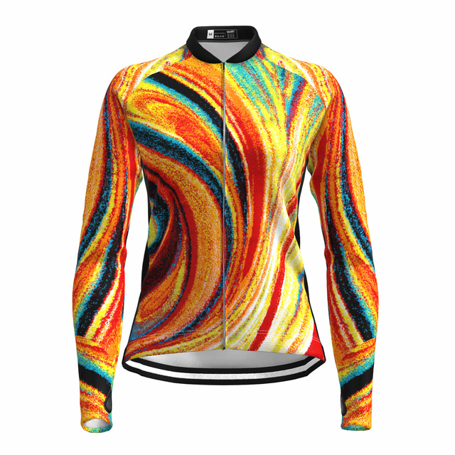  OUKU Women's Cycling Jersey Long Sleeve Mountain Bike MTB Road Bike Cycling Graphic Shirt Orange Breathable Quick Dry Moisture Wicking Sports Clothing Apparel / Stretchy / Athleisure