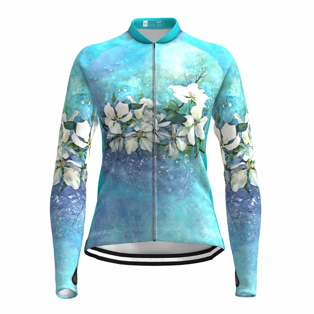  21Grams® Women's Cycling Jersey Long Sleeve Mountain Bike MTB Road Bike Cycling Graphic Floral Botanical Shirt Green Purple Yellow Breathable Quick Dry Moisture Wicking Sports Clothing Apparel