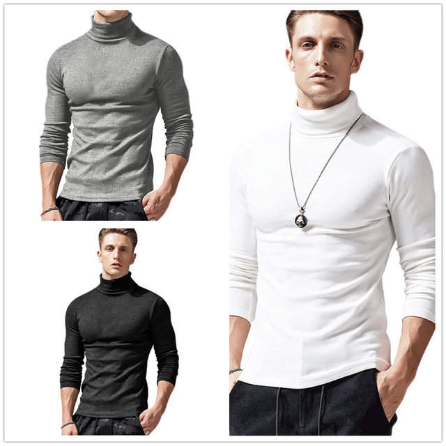  Men's T-shirt Solid Color Patchwork Long Sleeve Casual Tops Simple Basic Formal Fashion