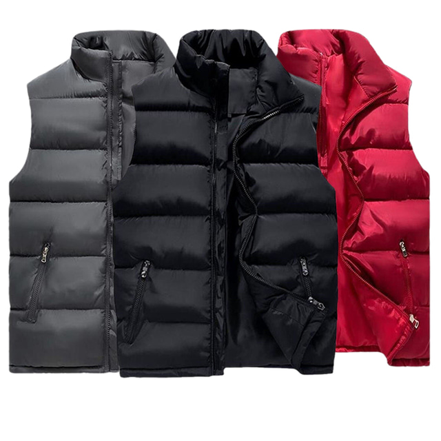 Men's Hiking Vest Quilted Puffer Vest Down Vest Down Winter Outdoor Thermal Warm Windproof Breathable Lightweight Outerwear Winter Jacket Trench Coat Skiing Fishing Climbing Black Dark Gray Red