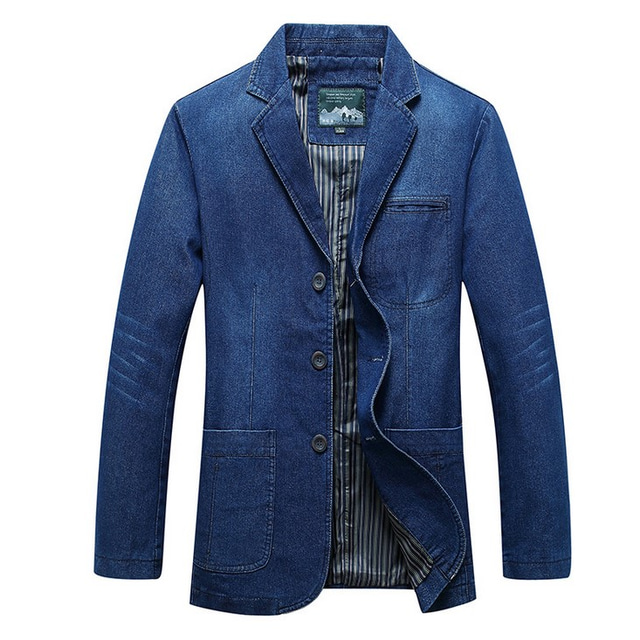  Men's Jacket Regular Pocket Coat Blue Light Blue Casual Street Fall Single Breasted Turndown Regular Fit XL XXL 3XL 4XL / Daily / Thermal Warm / Breathable / Solid Color / Denim