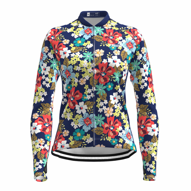  21Grams® Women's Cycling Jersey Long Sleeve Mountain Bike MTB Road Bike Cycling Graphic Floral Botanical Jersey Shirt Red Breathable Quick Dry Moisture Wicking Sports Clothing Apparel / Stretchy