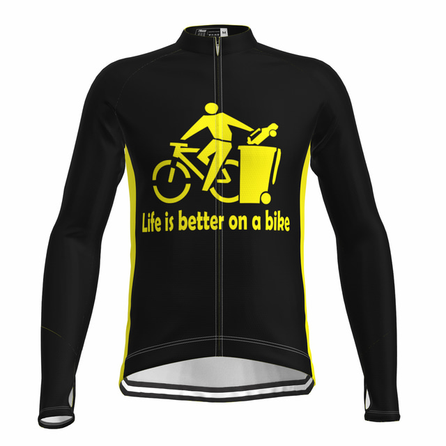  21Grams® Men's Cycling Jersey Long Sleeve Mountain Bike MTB Road Bike Cycling Graphic Shirt Black Breathable Quick Dry Moisture Wicking Sports Clothing Apparel / Athleisure