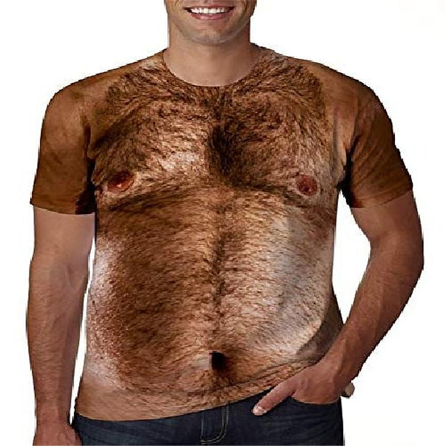  Pánské Grafika Orangutan Tričko Trička Hary Belly Krátký rukáv tričko 3D tisk Kulatý Košile Legrační Denní Dovolená Velbloudí Léto Oblečení Větší velikosti S M L XL XXL XXXL
