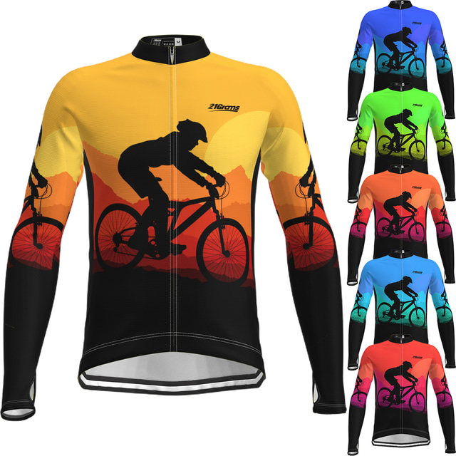 21Grams Herren Radtrikot fahrradbekleidung Fahrradtrikot Langarm