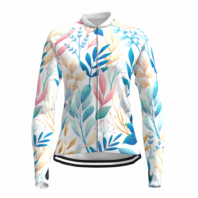  21Grams® Women's Cycling Jersey Long Sleeve Mountain Bike MTB Road Bike Cycling Graphic Floral Botanical Shirt Blue Breathable Quick Dry Moisture Wicking Sports Clothing Apparel / Stretchy