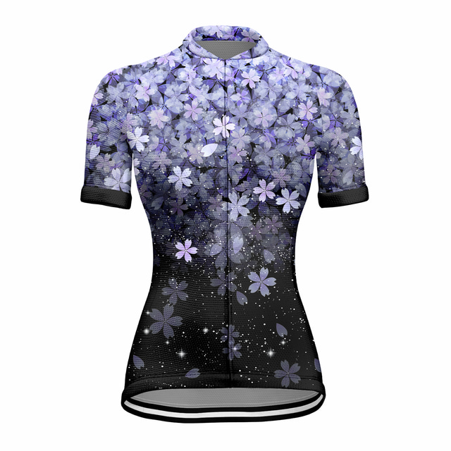 Women's Cycling Jersey Short Sleeve Bike Top with 3 Rear Pockets Mountain Bike MTB Road Bike Cycling Breathable Quick Dry Moisture Wicking Reflective Strips Yellow Pink Blue Floral Botanical Sports