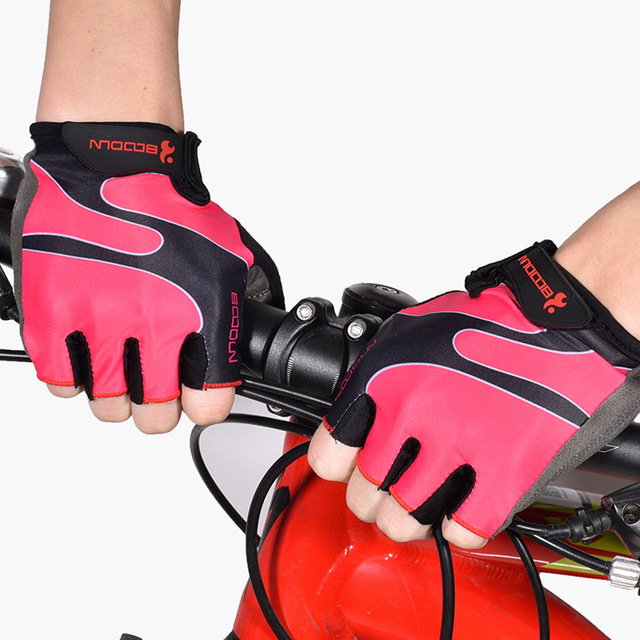  BOODUN Γάντια ποδηλασίας Αναπνέει Γρήγορο Στέγνωμα Φοριέται Αντιολισθητικά Χωρίς Δάχτυλα Γάντια για Δραστηριότητες/ Αθλήματα Λύκρα Γέλη σιλικόνης Πράσινο Ροζ Ασημί για Ενηλίκων