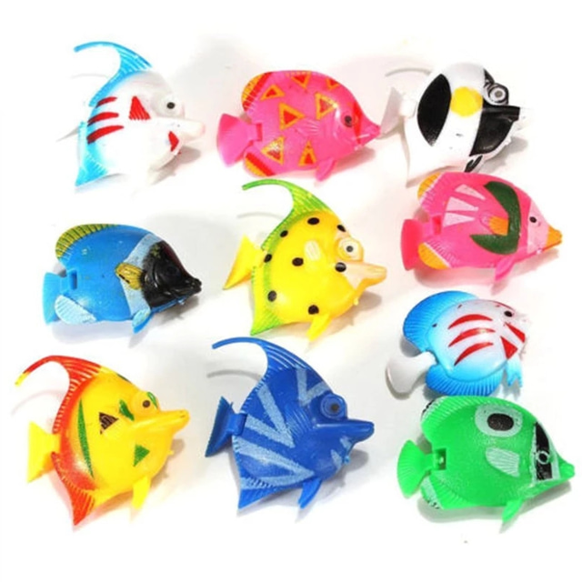  10 pièces en plastique petit faux poisson tropical pour aquarium simulé décoration de paysage vif flottant poisson artificiel poisson tropical
