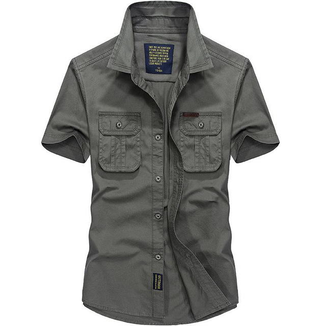  Men's Hiking Shirt / Button Down Shirts Tactical Military Shirt Short Sleeve Shirt Top Outdoor Breathable Quick Dry Lightweight Summer Polyester ArmyGreen Blue khaki Camping / Hiking / Caving