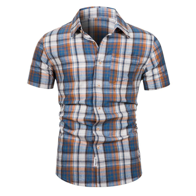  herreskjorte stribet krave afslappet dagligt button-down print kortærmede toppe designer afslappet mode åndbar hvid blå grå/sommer