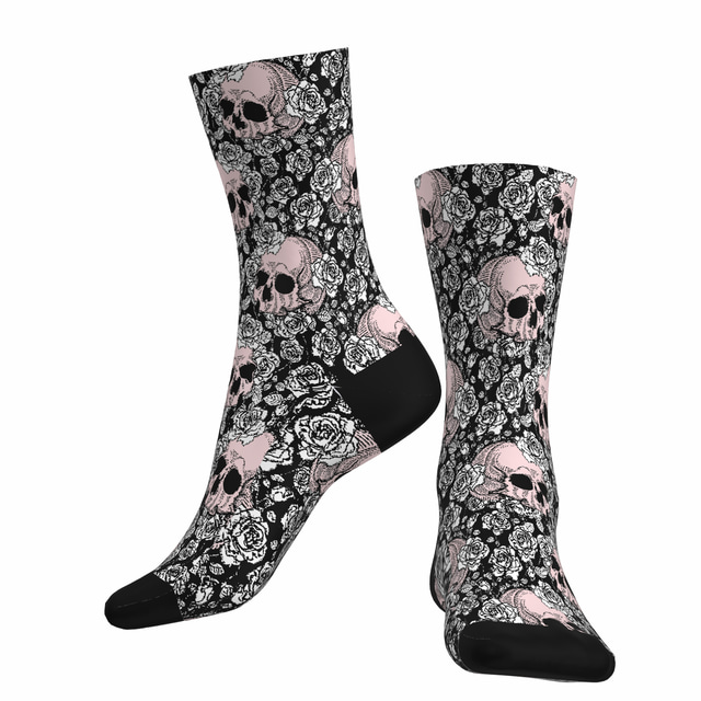  Socks Cycling Socks Men's Women's Outdoor Exercise Bike / Cycling Breathable Soft Comfortable 1 Pair Skull Floral Botanical Cotton Black S M L / Stretchy