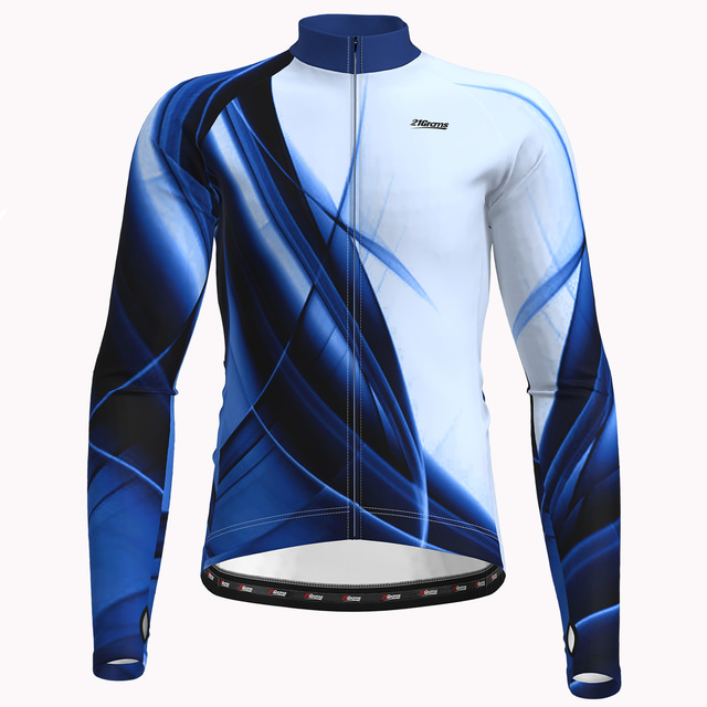  21Grams® Men's Cycling Jersey Cycling Jacket Long Sleeve Mountain Bike MTB Road Bike Cycling Graphic Jacket Shirt Blue Thermal Warm Warm Breathable Sports Clothing Apparel / Stretchy / Athleisure