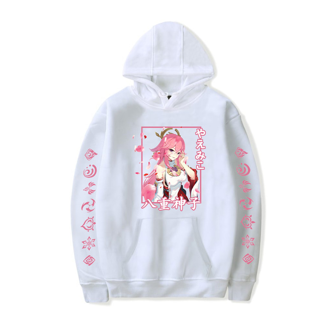  Impacto de Genshin yae miko Sudadera Animé Dibujos Anime Harajuku Gráfico Kawaii Para Pareja Hombre Mujer Adulto Vuelta al cole Estampado en caliente