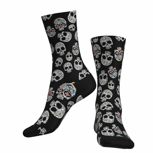  Men's Women's Socks Cycling Socks Outdoor Exercise Bike / Cycling Breathable Soft Comfortable 1 Pair Skull Cotton Black S M L