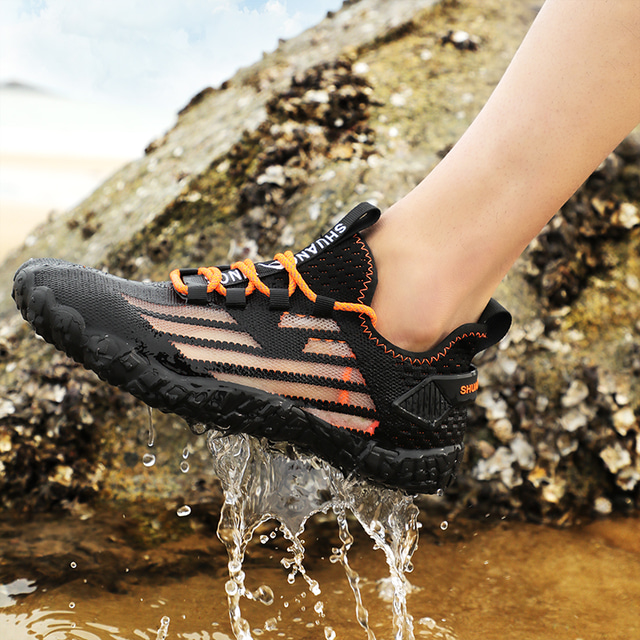  Men's Hiking Shoes Water Shoes Barefoot Shoes Sneakers Shock Absorption Breathable Quick Dry Lightweight Climbing Camping / Hiking / Caving Walking Tulle Spring Summer Black / Orange Orange White