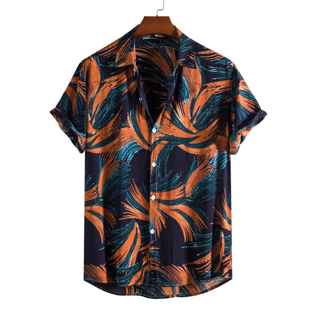  Men's Shirt Summer Hawaiian Shirt Graphic Turndown Black-White Pink Blue Outdoor Street Short Sleeve Button-Down Print Clothing Apparel Fashion Designer Casual Breathable