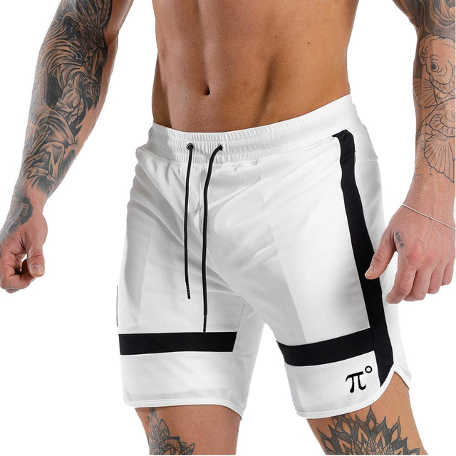  Men's Running Shorts Sports Shorts Shorts Bottoms Letter Quick Dry Moisture Wicking Lightweight Sporty Split Elastic Waistband White Black / Casual / Athleisure / Patchwork