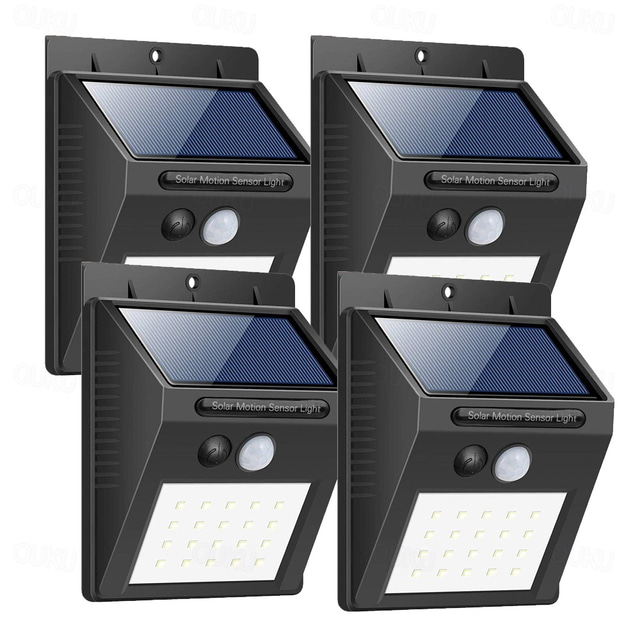  Outdoor-Solarwandleuchten 4pcs 2pcs 3 Modi LED-Solarbewegungssensor Außenlampe IP65 wasserdichte Lichtsteuerung Solarwandleuchte geeignet für Garagenzaun Deck Innenhof