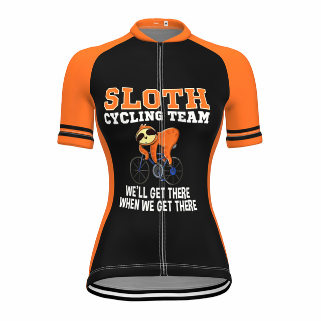  OUKU Women's Cycling Jersey Short Sleeve Mountain Bike MTB Road Bike Cycling Graphic Sloth Shirt Orange Breathable Quick Dry Moisture Wicking Sports Clothing Apparel / Stretchy / Athleisure
