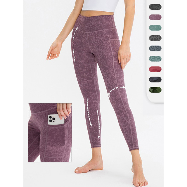 Women's Sports Gym Leggings Yoga Pants High Waist Dark Grey Green Purple Winter Tights Leggings Leopard Camo / Camouflage Tummy Control Butt Lift Quick Dry Side Pockets Clothing Clothes Yoga Fitness