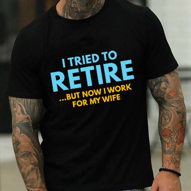  Men's Letter Retirement Plan T Shirt Casual Style Cotton Short Sleeve Graphic Shirt Black White Red Comfortable Tee Vacation Casual Fashion Designer Clothing