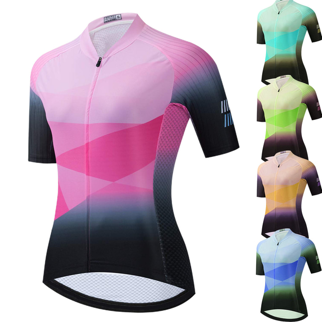  21Grams® Women's Cycling Jersey Short Sleeve Mountain Bike MTB Road Bike Cycling Shirt Green Yellow Rosy Pink Breathable Quick Dry Moisture Wicking Sports Clothing Apparel / Athleisure