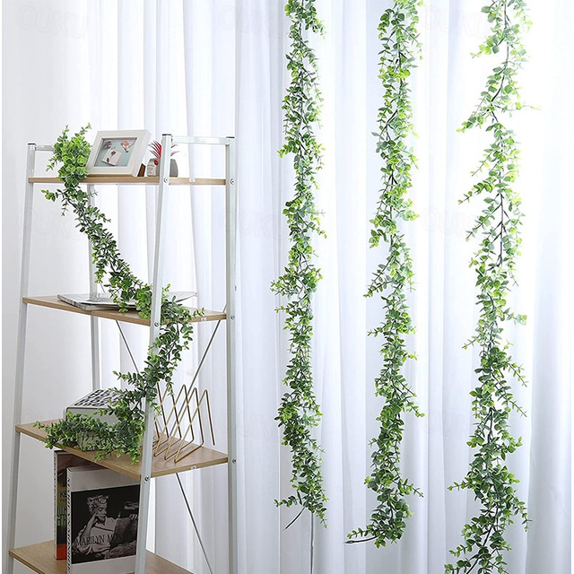  1PC artificial green plant artificial eucalyptus wreath vine 1.8m ins eucalyptus wall hanging simulation plant vine Wedding Decoration