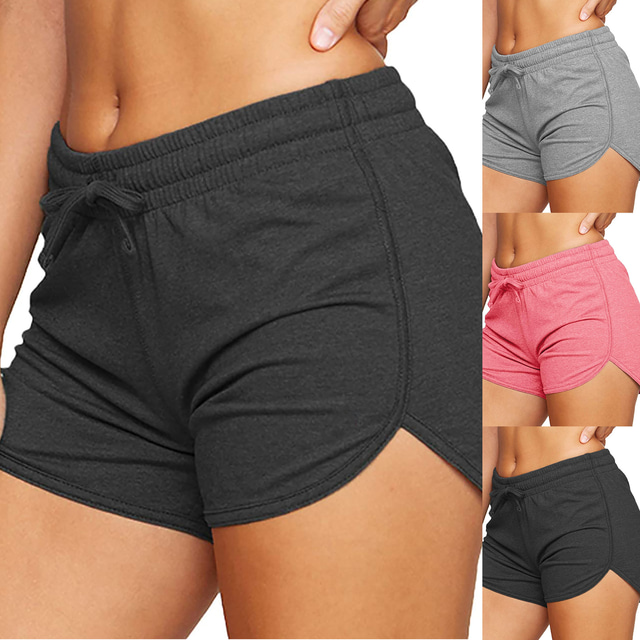  Women's Running Shorts Workout Shorts Sweatshorts Spandex Black Pink Grey Bottoms Solid Colored Quick Dry Moisture Wicking Clothing Clothes Marathon Running Jogging Exercise / Micro-elastic