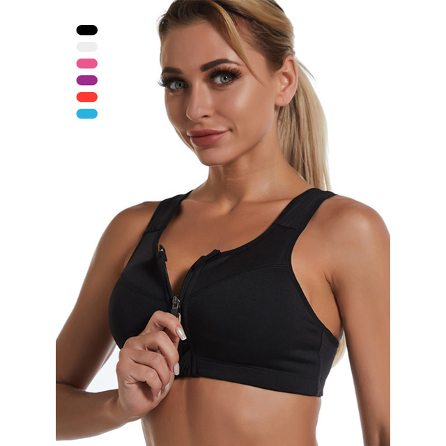  racerback sports bras High Impact for women front zipper closure yoga tank tops workout bra for running gym fitness(black, xx-large, xx_l)