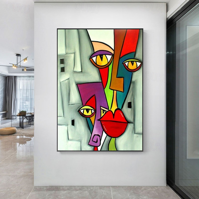  Hang-роспись маслом Ручная роспись Вертикальная Абстракция Люди Классика Современное Без внутренней части рамки (без рамы)