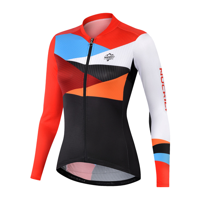  Nuckily Women's Long Sleeve Cycling Jersey Bike Top Mountain Bike MTB Road Bike Cycling Red Spandex Polyester Breathable Quick Dry Moisture Wicking Sports Clothing Apparel / Stretchy / Athleisure