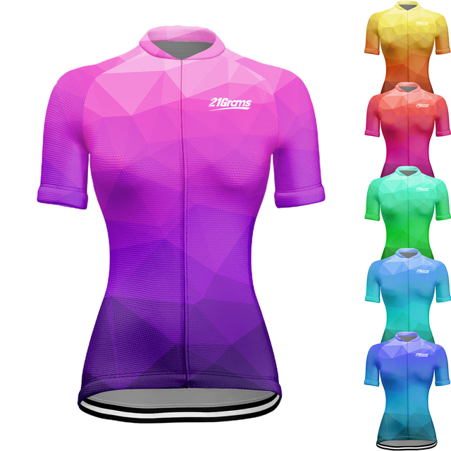  21Grams Women's Cycling Jersey Short Sleeve Mountain Bike MTB Road Bike Cycling Graphic Top Yellow Red Blue Spandex Breathable Moisture Wicking Reflective Strips Sports Clothing Apparel
