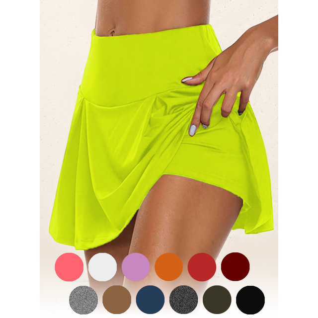  Women's Running Shorts Athletic Skorts Shorts Skort For Outdoor Sporting Plain Polyester Green Running Spring Stretchy Slim Fit