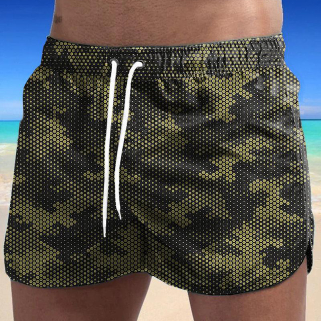  Herre Badeshorts Surf shorts Badetøj 3D-udskrivning Elastisk trækdesign Strand Grafisk Camouflage Geometri Sommer / Medium Talje
