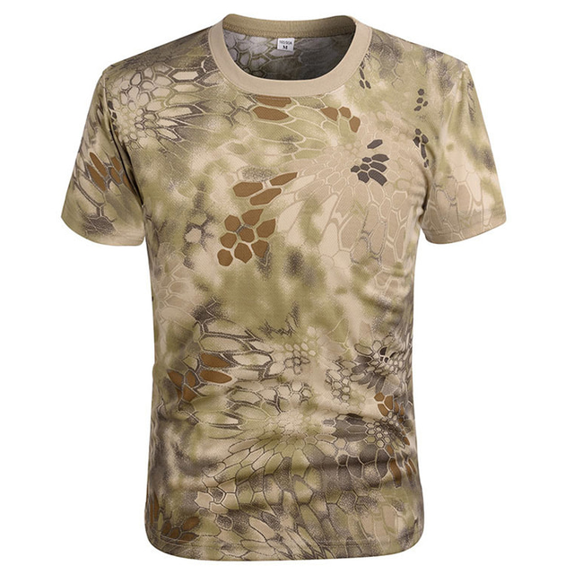  Men's Hiking Tee shirt Tactical Military Shirt Top Outdoor Breathable Quick Dry Lightweight Summer Digital Desert Jungle Python CP camouflage
