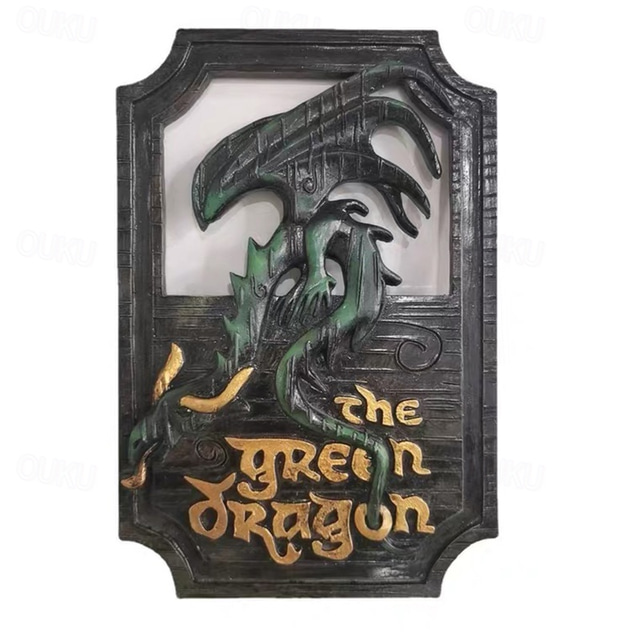  Resin Crafts Lord of The Rings The Prancing Pony and The Green Dragon Pub Signs Set Handmade Bar Style Sign Pub Home Office Garden Decorative Sign