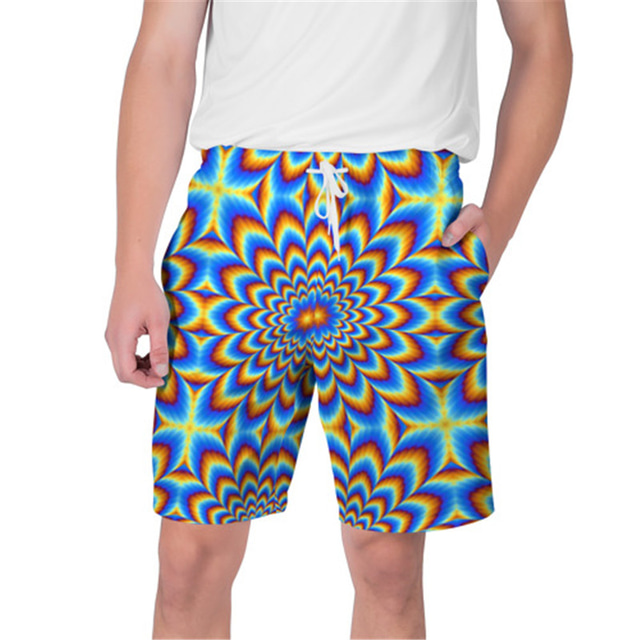  Herre Badeshorts Surf shorts Badetøj 3D-udskrivning Elastisk trækdesign Strand Grafisk Farveblok Blomst Sommer / Medium Talje