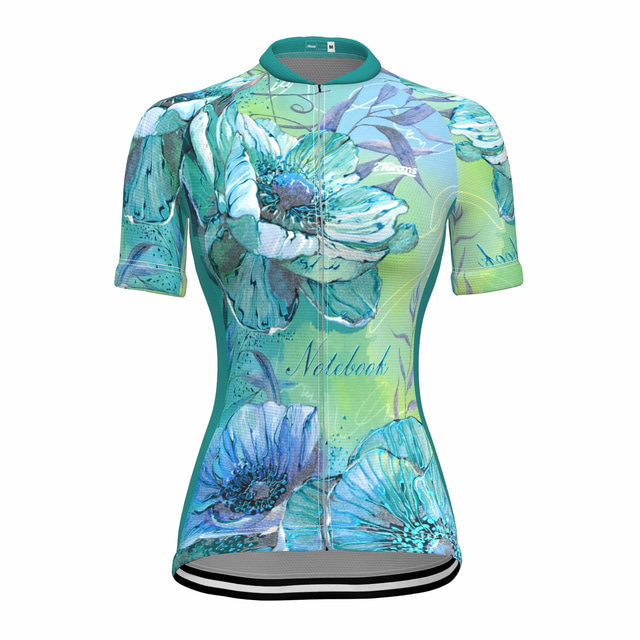  21Grams® Pentru femei Manșon scurt Jersey de ciclism Grafic Floral Botanic Bicicletă Topuri Ciclism montan Ciclism stradal Verde Uscare rapidă Confortabil la umezeală Sport Îmbrăcăminte / Strech