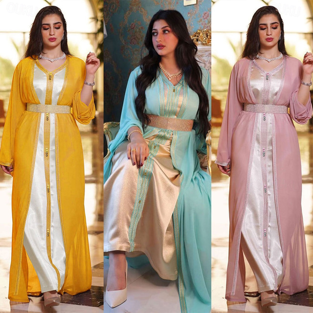  Dames Abaya Kaftan-jurk Cosplay Abaya Arabisch Moslim Volwassenen Kleding Feest, Festival
