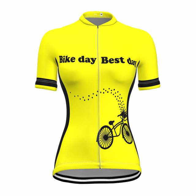  21Grams® Women's Cycling Jersey Short Sleeve Mountain Bike MTB Road Bike Cycling Graphic Shirt Yellow Breathable Quick Dry Moisture Wicking Sports Clothing Apparel / Stretchy / Athleisure