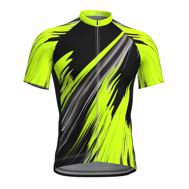  OUKU Men's Cycling Jersey Short Sleeve Mountain Bike MTB Road Bike Cycling Graphic Shirt Green Yellow Red Breathable Quick Dry Moisture Wicking Sports Clothing Apparel / Athleisure