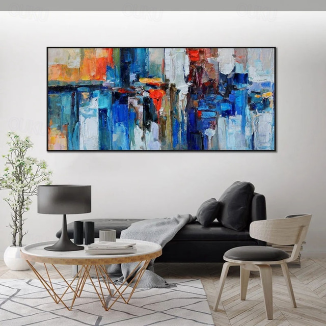  Oil Painting Hand Painted Vertical Abstract Landscape Classic Modern Rolled Canvas (No Frame)