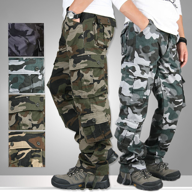  Men's Cargo Pants Hiking Pants Trousers Work Pants Military Camo Summer Outdoor Ripstop Breathable Quick Dry Multi Pockets Pants / Trousers Bottoms Black camouflage Army green camouflage Cotton