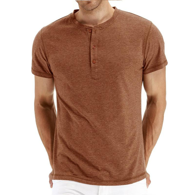  Men's T shirt Henley Shirt Top Outdoor Breathable Quick Dry Lightweight Sweat wicking Wine Red Deep card Green Fishing Climbing Beach