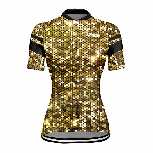  21Grams® Women's Cycling Jersey Short Sleeve Mountain Bike MTB Road Bike Cycling Polka Dot Shirt Gold Breathable Quick Dry Moisture Wicking Sports Clothing Apparel / Stretchy / Athleisure