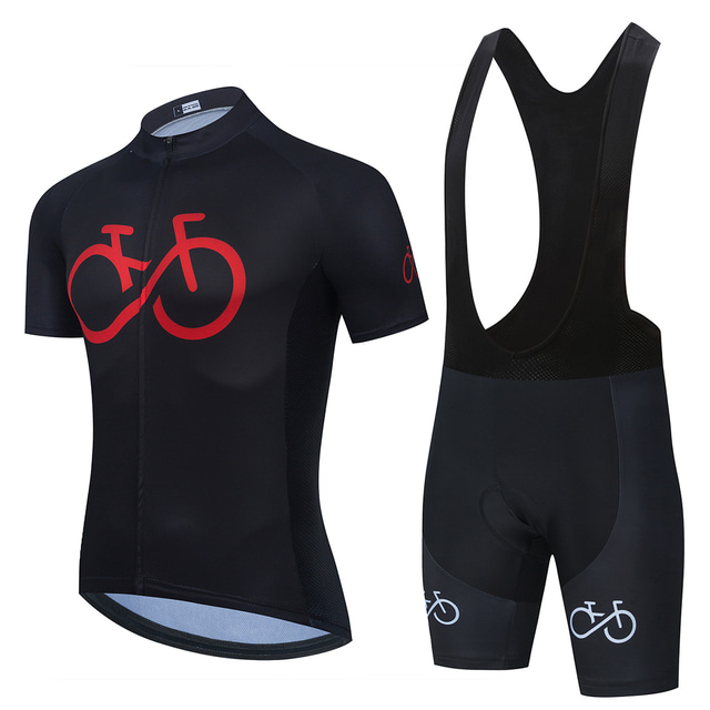  Homme Maillot et Cuissard Avec Bretelles Velo Cyclisme Manche Courte VTT Vélo tout terrain Vélo Route Blanche Rouge Bleu Graphic Vélo Ensembles de Sport La peau 3 densités Respirable Séchage rapide