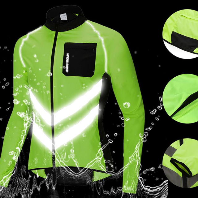  WOSAWE Homens Jaqueta Corta-Vento Jaqueta para Ciclismo Jaqueta Quebra Vento Inverno Tecido Moto Camisa / Roupas Para Esporte Blusas Alta Visibilidade A Prova de Vento Esportes Retalhos Azul marinho