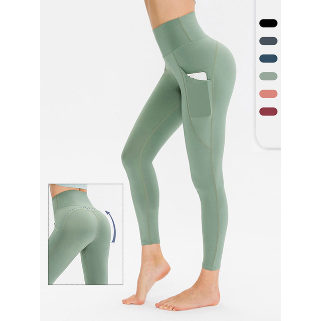  Mujer Sports Gym Leggings Pantalones de yoga Alta cintura Negro Verde Gris Invierno Leggings Color sólido Control de barriga Levantamiento de tope Secado rápido con bolsillo para teléfono ropa Yoga